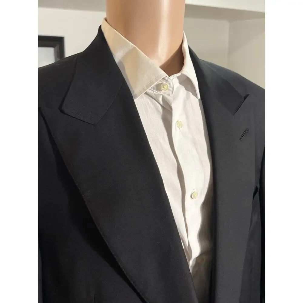 Tom Ford Black Wool Atticus 2 Piece Suit Peak Lapels 58R 48R US 40x30 EUC